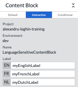 per language label input