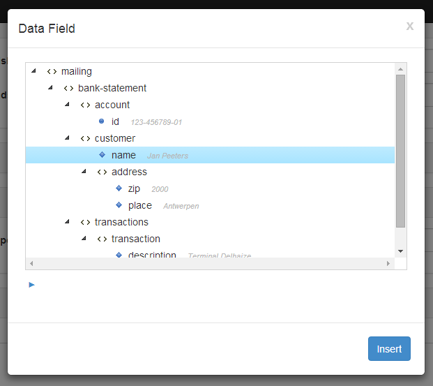 dialog data field